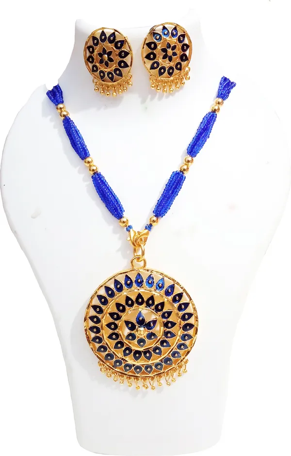 Assamese_Traditional_Japi_Blue_Colour_Jewellery_Set_For_Women